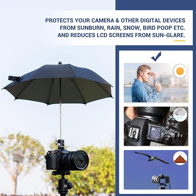 3 Level Height Adjustable Camera Hot Shoe Umbrella, Upgrade Rain Umbrella - Image 5
