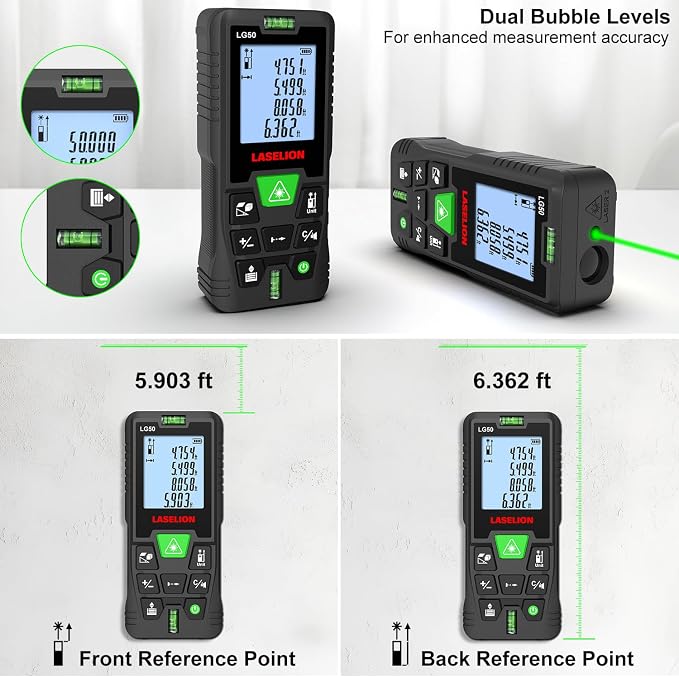 LASELION Laser Measurement Tool, 165ft Green-Beam Laser Measure Device Portable - Image 3
