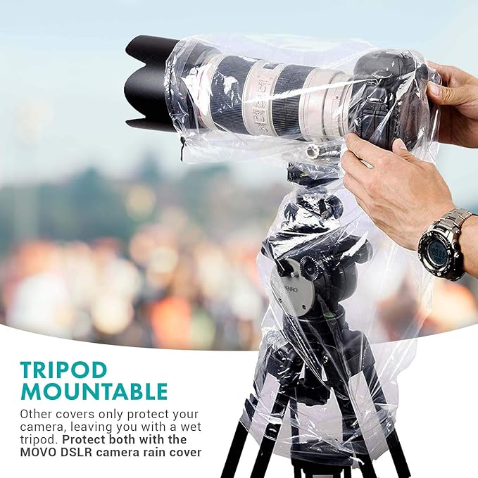 Movo RC1 Clear Rain Cover for DSLR Camera and Lens up to 18" Long - Image 2