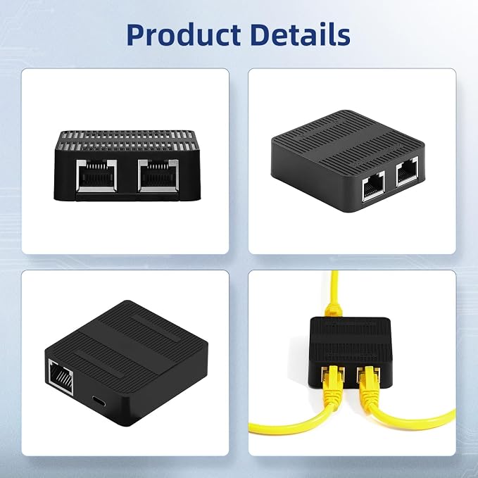 Binardat 1 to 2 Gigabit Network Splitter, 3 Port Gigabit Ethernet Switch - Image 6