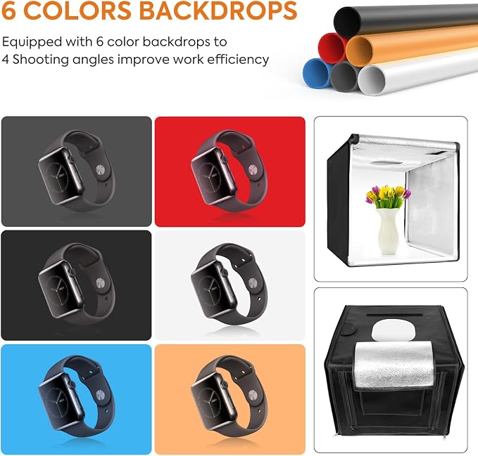Bi-Color LED Photo Light Box 16x16 inch, 168 Dimmable LEDs Product Photography - Image 4