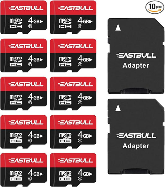 EASTBULL 4GB 10-Pack of Micro SD Card, 4GB SD Cards Pack Full HD Video 90MB/s by EASTBULL