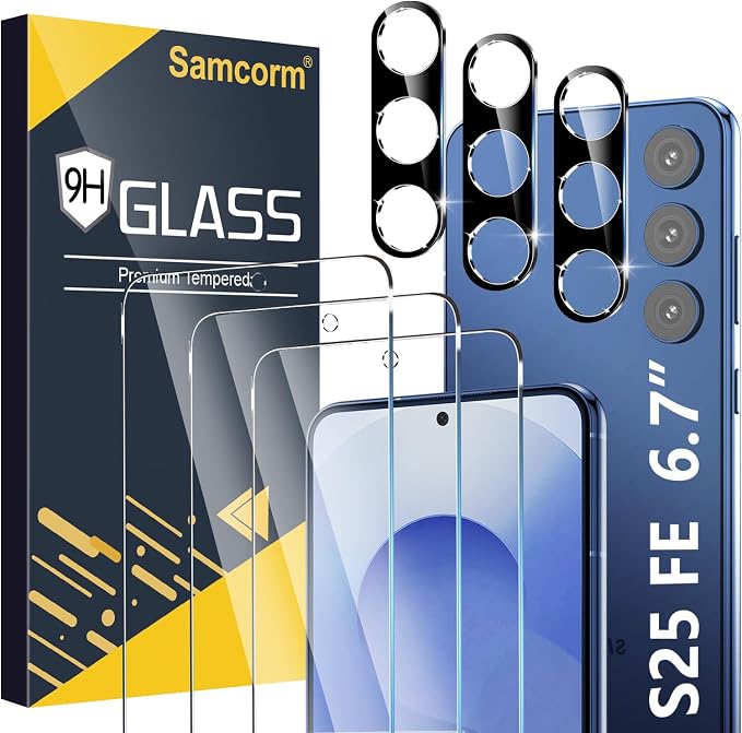 Pack Galaxy S25 FE Screen Protector, HD Clear Tempered Glass, Fingerprint Unlock by Unknown