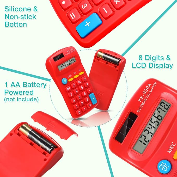 30 Pack Pocket Calculator Small Battery Powered Bulk Mini Size 4 Function Hand - Image 4