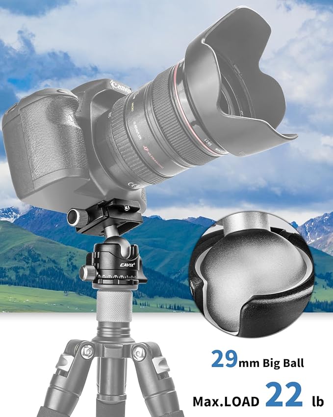 CAVIX Ball Head Mount with 1/4" Screw Arca Type Quick Release Plate 360 Degree - Image 4