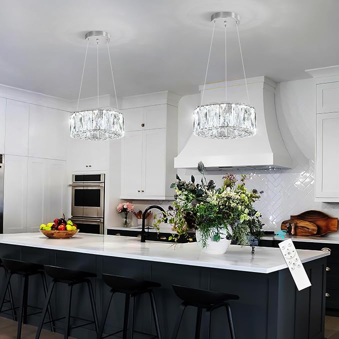 HAIXIANG Modern Crystal Chandelier Dimmable LED 8 Inch Ring Pendant Lights - Image 3