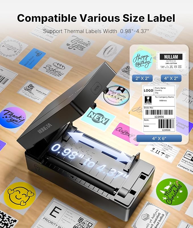 Rongta Bluetooth Thermal Shipping Label Printer, Wireless 4x6 Label Printer - Image 3