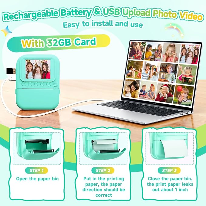 Kids Camera Instant Print, 1080P Digital Instant Print Cameras - Image 5