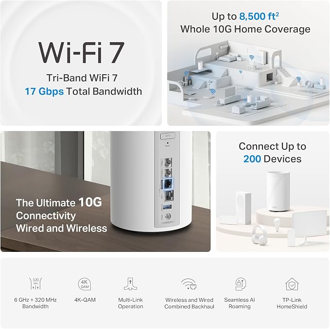 TP-Link Deco 7 Pro BE17000 Tri-Band Wi-Fi 7 Whole Home Mesh System | 9-Stream - Image 9