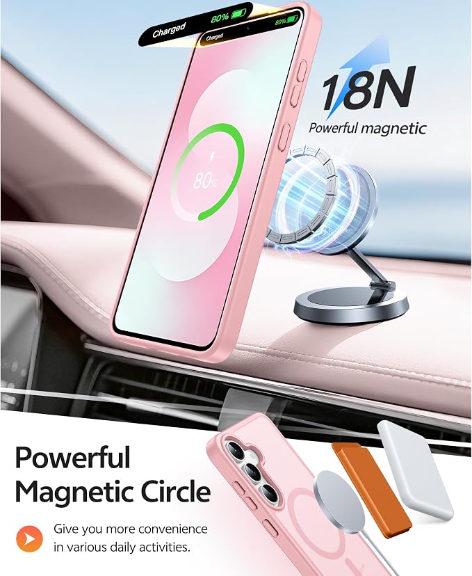FNTCASE for Samsung Galaxy S25 FE Case: Magnetic Translucent Matte Military - Image 3