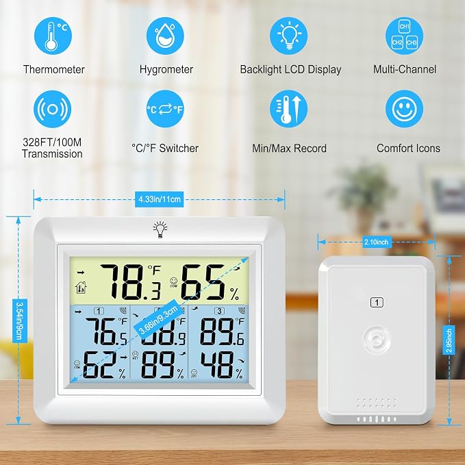 Urageuxy Wireless Indoor Outdoor Thermometer - Image 2