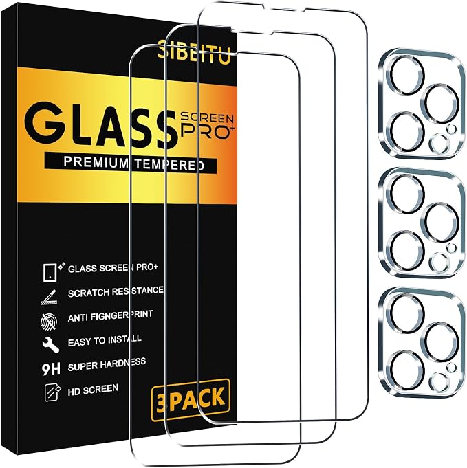 SIBEITU 3 Pack for iPhone 15 Pro Screen Protector by SIBEITU