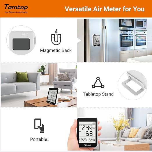Temtop Air Quality Monitor, Indoor Thermometer Portable AQI PM2.5, Temperature - Image 5