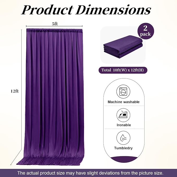 12ft x 10ft Purple Backdrop Curtains - Image 6