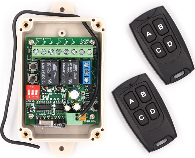 Solidremote 12V - 24V Secure Wireless RF Remote Control Relay Switch Universal by SolidremoteTechnologies