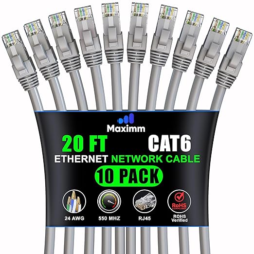 Maximm Cat 6 Ethernet Cable 20 ft by MaximmCable