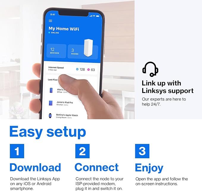 Linksys Atlas WiFi 6 Router Home WiFi Mesh System, 000 Sq. ft Coverage - Image 5
