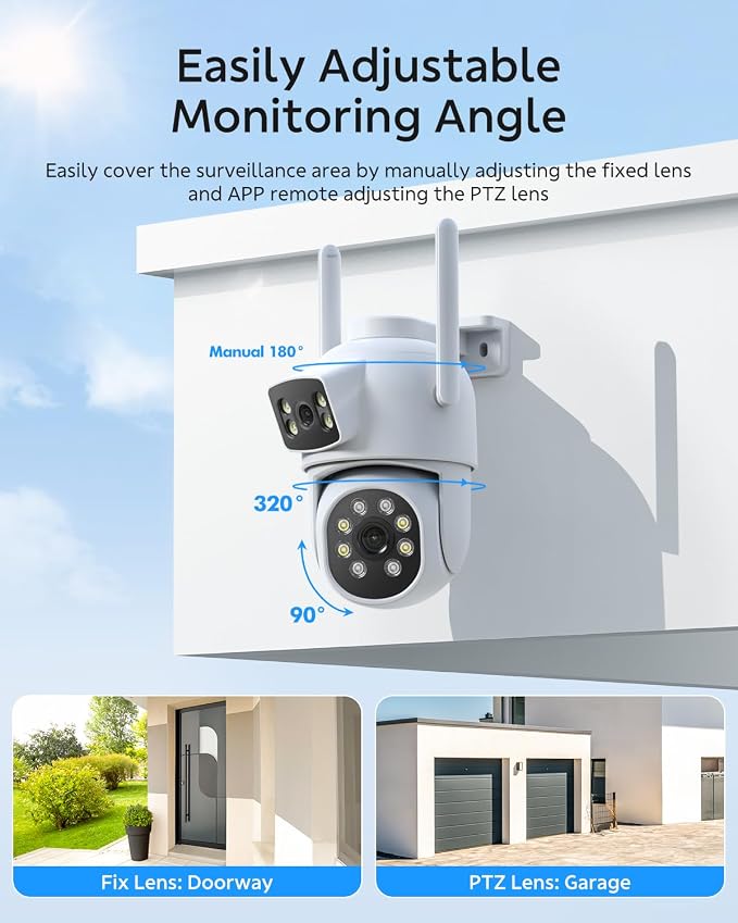 Dual Lens Security Cameras Wireless Outdoor, 2K Full HD Video, 360° View - Image 3