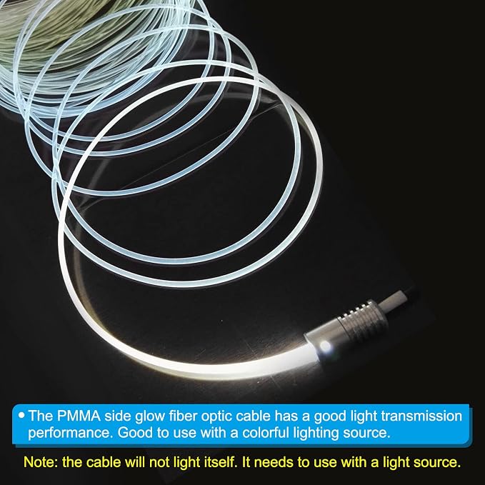 PATIKIL 3mm 1m PMMA Side Glow Fiber Optic Cable Kit, - Image 5