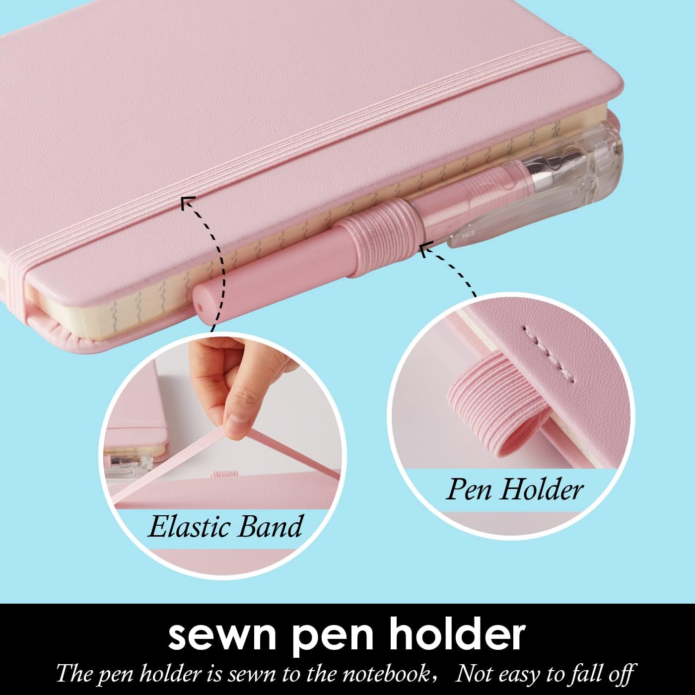 Small Notebook Journal with Pen, Mini Pocket Notepad for Women, Small Pocket Size Note pads for Note Taking, Pink, Yellow, Sky Blue Note Book