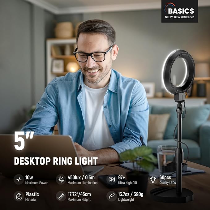 NEEWER Basics 5"/13cm Desk Ring Light - Image 2
