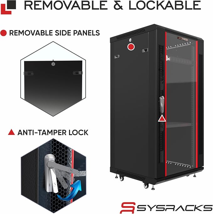 18U Wall Mount Server Rack Cabinet – 19" Network Rack Enclosure, PDU & Shelf - Image 5