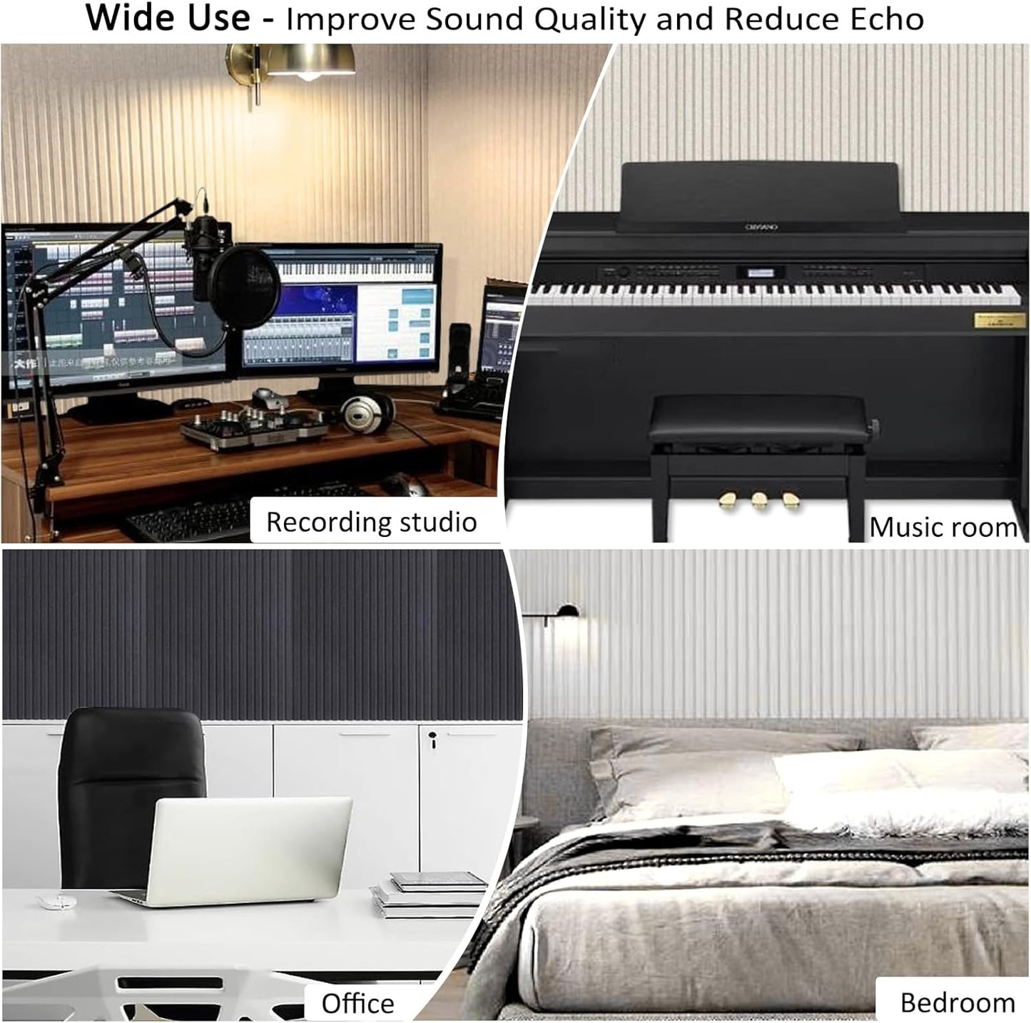 5 Pack Large Acoustic Panels, 48"X24"X0.4" Sound Proof Foam Panels for Walls, Sound Dampening Panels, Sound proof panels for walls, Soundproof Wall Panels for Home Studio&Office Decor.(White)