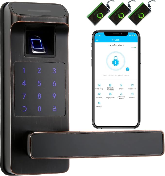 Smart Door Lock, Heavy Duty 5 in 1 Keyless Entry Door Lock, Full App Control by HARFO