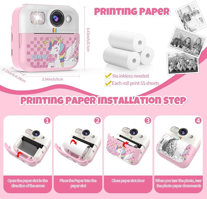 Instant Print Camera for Kids, 1080P Children Printable Cameras Christmas - Image 6