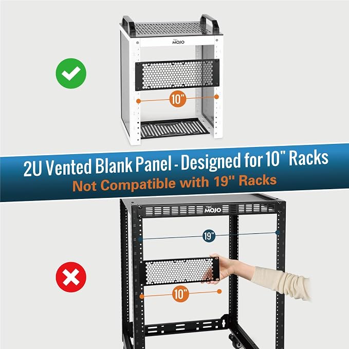 Tecmojo 2 Pack Vented 2U Blank Rack Mount Panel, Steel Patch Panel Filler - Image 2