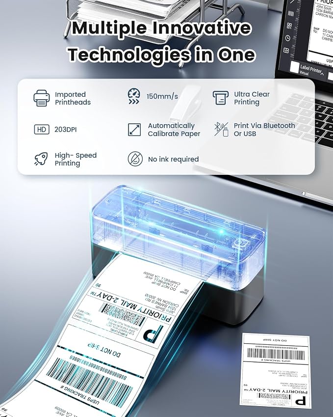 Phomemo Bluetooth Shipping Label Printer, 241BT 4X6 Wireless Thermal Printer - Image 3