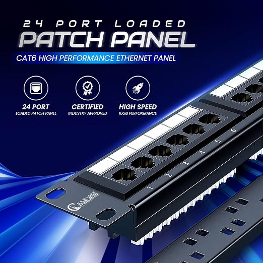 NewYork Cables 24 Port Cat6 Patch Panel, 10Gb Ethernet, 1U 19-Inch Rack or Wall - Image 2