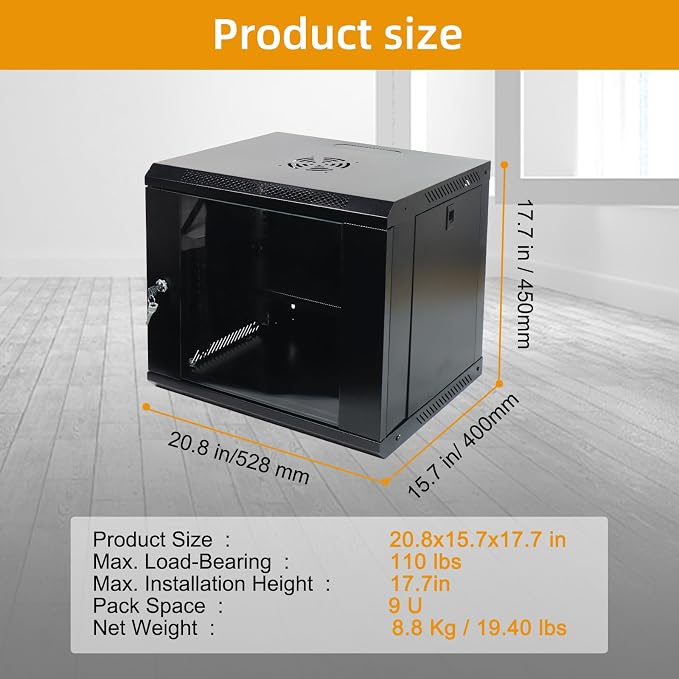 9U Wall Mount Network Server Cabinet - Image 2