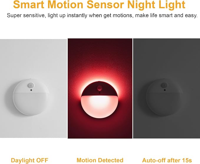 YUNLEX 2 Pack Red Night Light, Battery Operated Night Light, 2.6" Small Sticky - Image 5