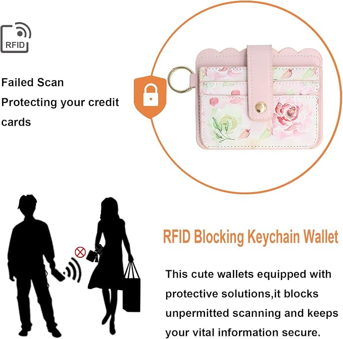 Keychain Wallet Wristlet Small Credit Card Holder Bracelet Key Chain Purse - Image 4