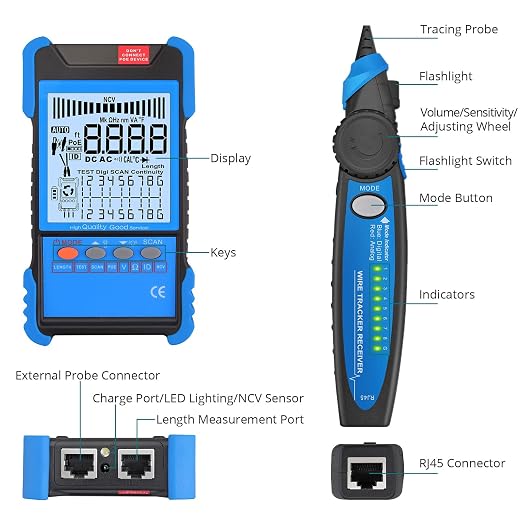 Network Cable Tester with NCV, Poe Cable Tracker Ethernet Cable Finder - Image 3