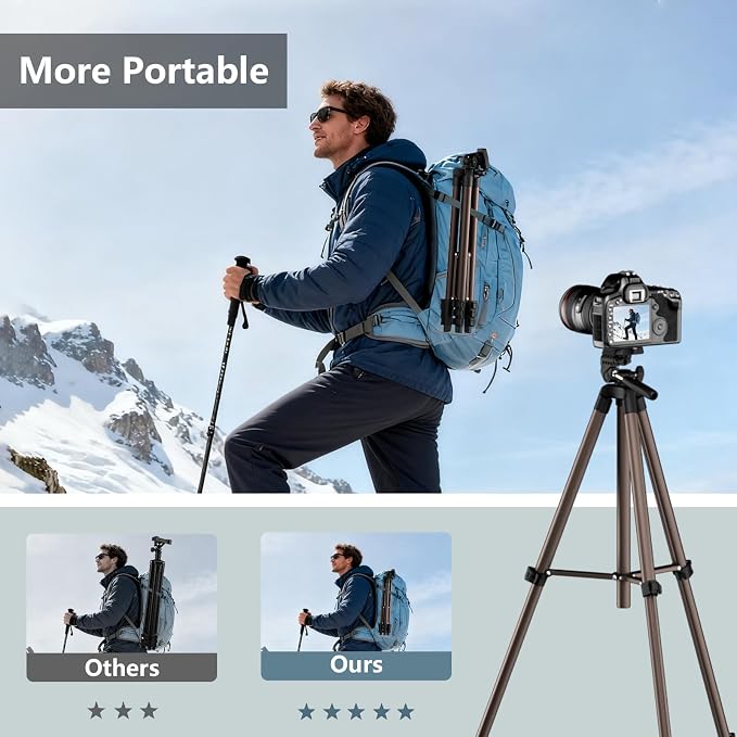 71" Camera Tripod, Lightweight Aluminum Phone Tripod - Image 3
