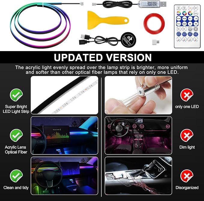 Dreamcolor Acrylic Interior Car LED Strip Light - Image 6