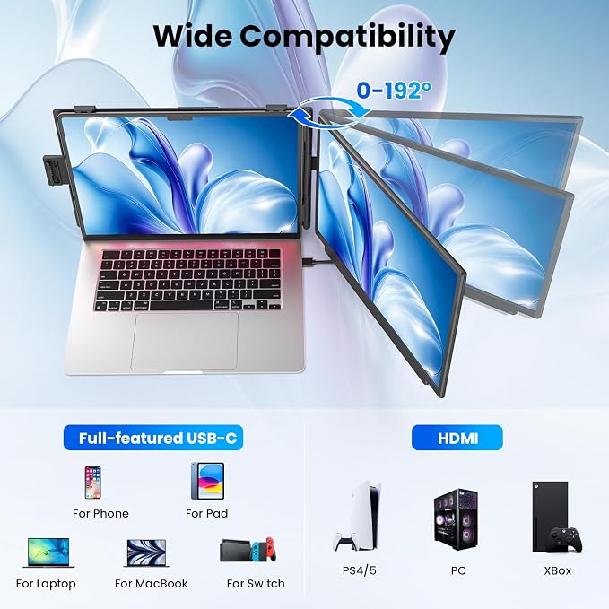 Redalf 15.6" Laptop Screen Extender, FHD 1080P Portable Monitor, Detachable and - Image 8
