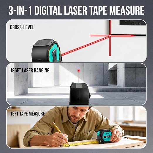 WIDX 3-in-1 Laser Tape Measure - Image 2