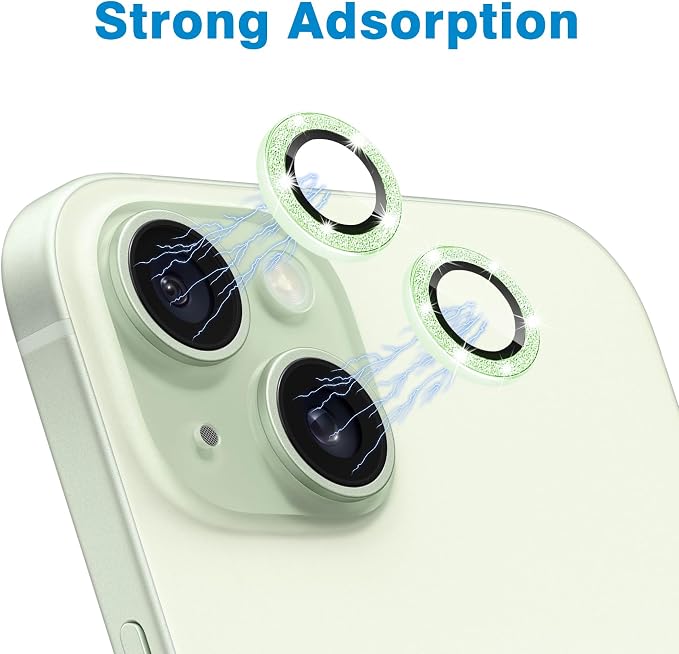 Compatible with iPhone 15 & 15 Plus Camera Lens Protector, Bling Glitter - Image 4