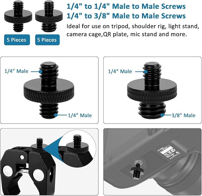 24 Pcs Camera Tripod Adapter, 1/4 to 3/8 Threaded Converter Camera Screw Mount - Image 3