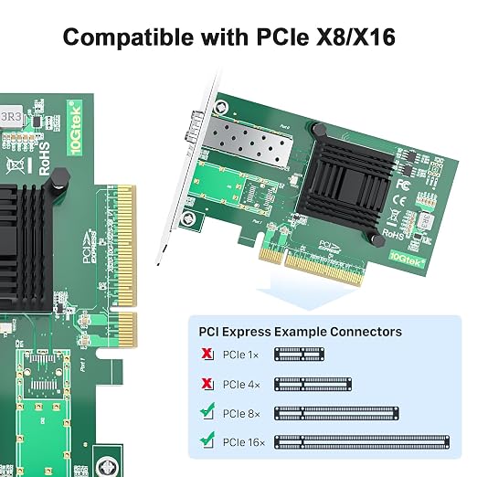 10Gtek 10Gb PCI-E NIC Network Card, Single SFP+ Port, - Image 3