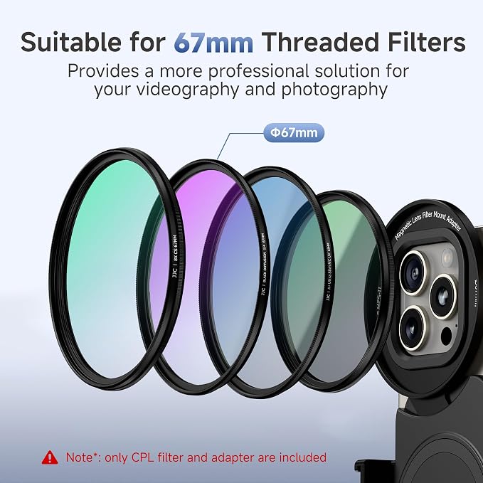 JJC 67mm CPL Filter for iPhone, Magnetic Circiular Polarizer Lens Filter - Image 3