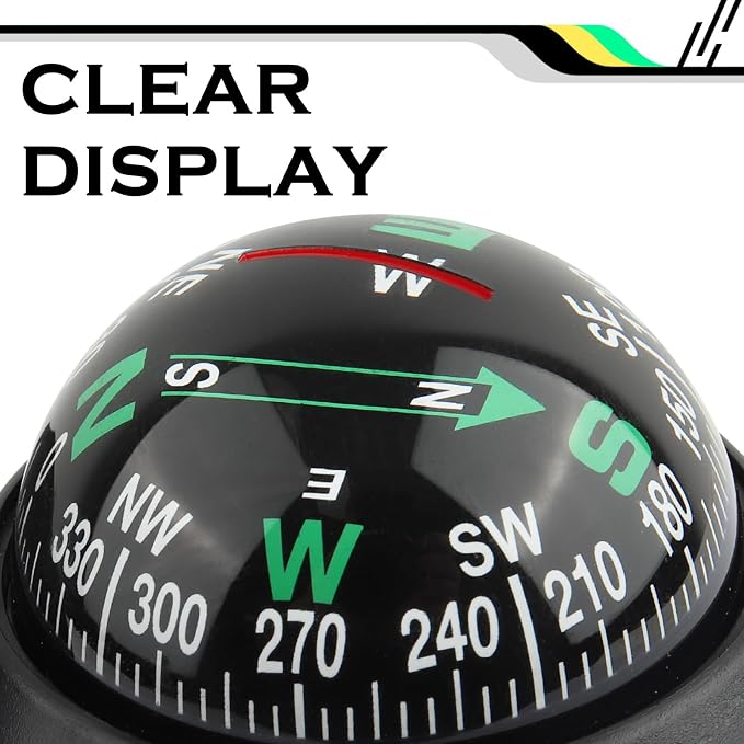 Compass for Car with Bottom Stick Car Compass Ball, Adjustible and Night Vision - Image 3