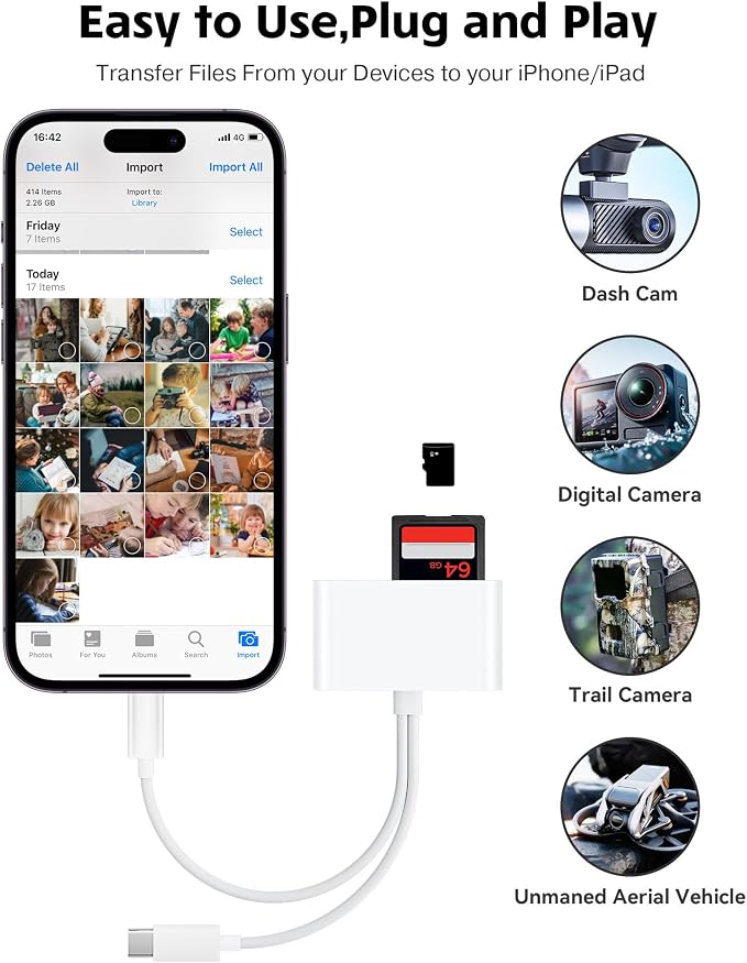 SD Card Reader for iPhone iPad Camera - Image 3