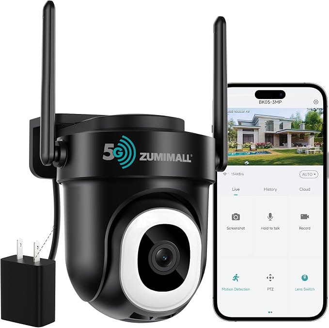 ZUMIMALL 2K Wired Outdoor Camera, 2.4G/5G WiFi Security Camera, 24/7 Recording by ZUMIMALL