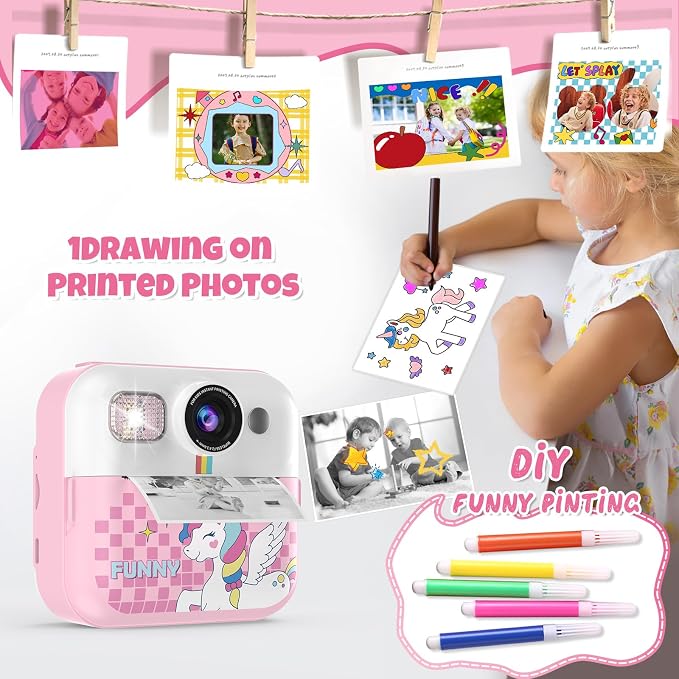 Instant Print Camera for Kids, 1080P Children Printable Cameras Christmas - Image 4