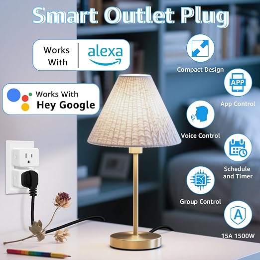 WiFi Plug with Switch, Compatible with Alexa and Google Home via Tuya, Compact - Image 2