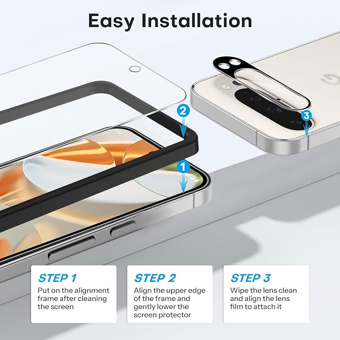 OMOTON for Google Pixel 9 Pro Screen Protector 6.3 inches, 3 Pack Tempered - Image 5